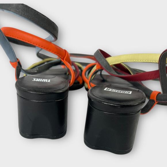 Camper Twins Lace-Up Multicolor Leather Strappy Sandals Size 38 - Picture 8 of 9